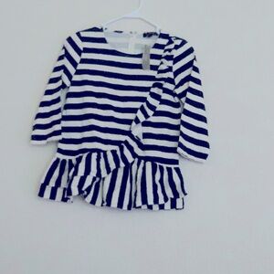 J crew striped ruffle top with peplum,